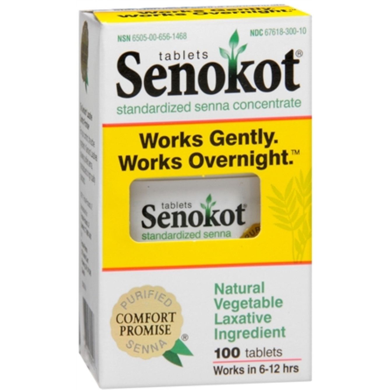 Senokot Regular Strength Tablets natural vegetable laxative, shown in blister pack for digestive health.