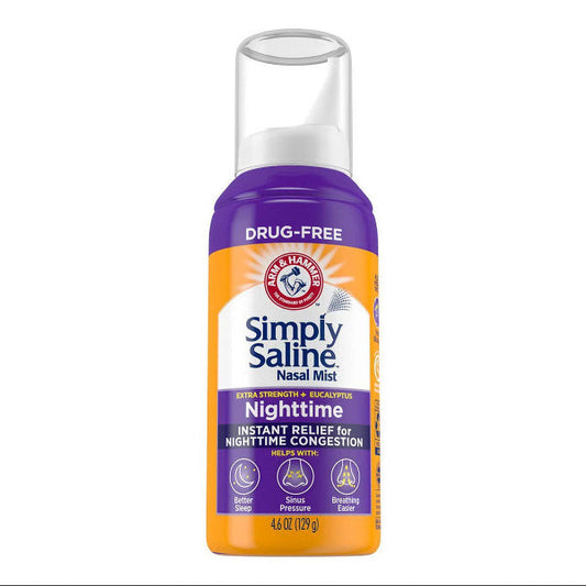 Simply Saline ARM & HAMMER Nighttime Nasal Mist in 4.6oz bottle, gentle saline spray for nasal relief, health and beauty product