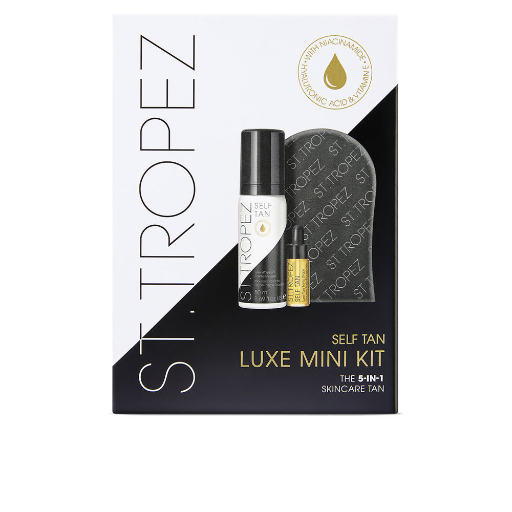 St. Tropez Self Tan Luxe Mini Kit from Pasteur Pharmacy, includes tanning products and accessories for a natural glow.