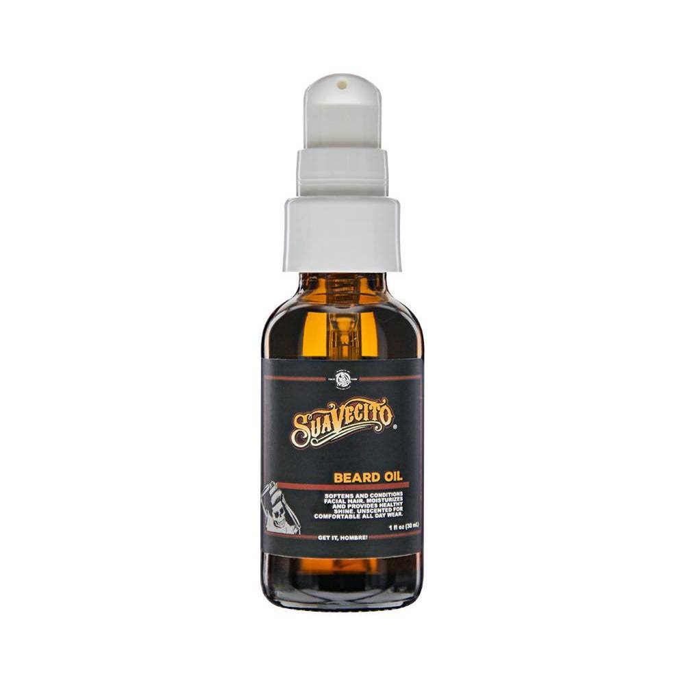 Suavecito Beard Oil 1oz bottle from Pasteur Pharmacy, designed to moisturize and condition facial hair and skin.