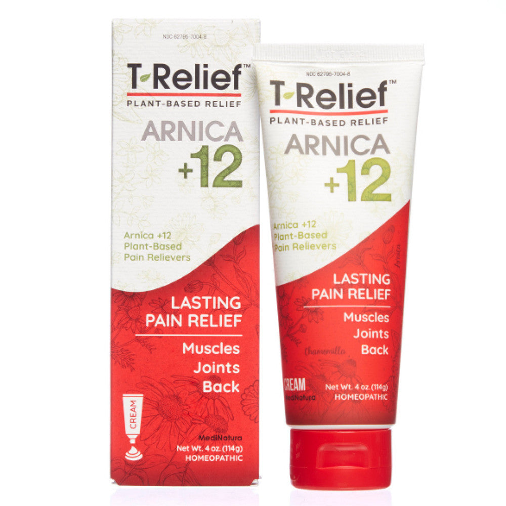 T-Relief Pain Ointment by Pasteur Pharmacy with arnica and 12 natural ingredients, 3.53 oz jar for pain relief and soothing.