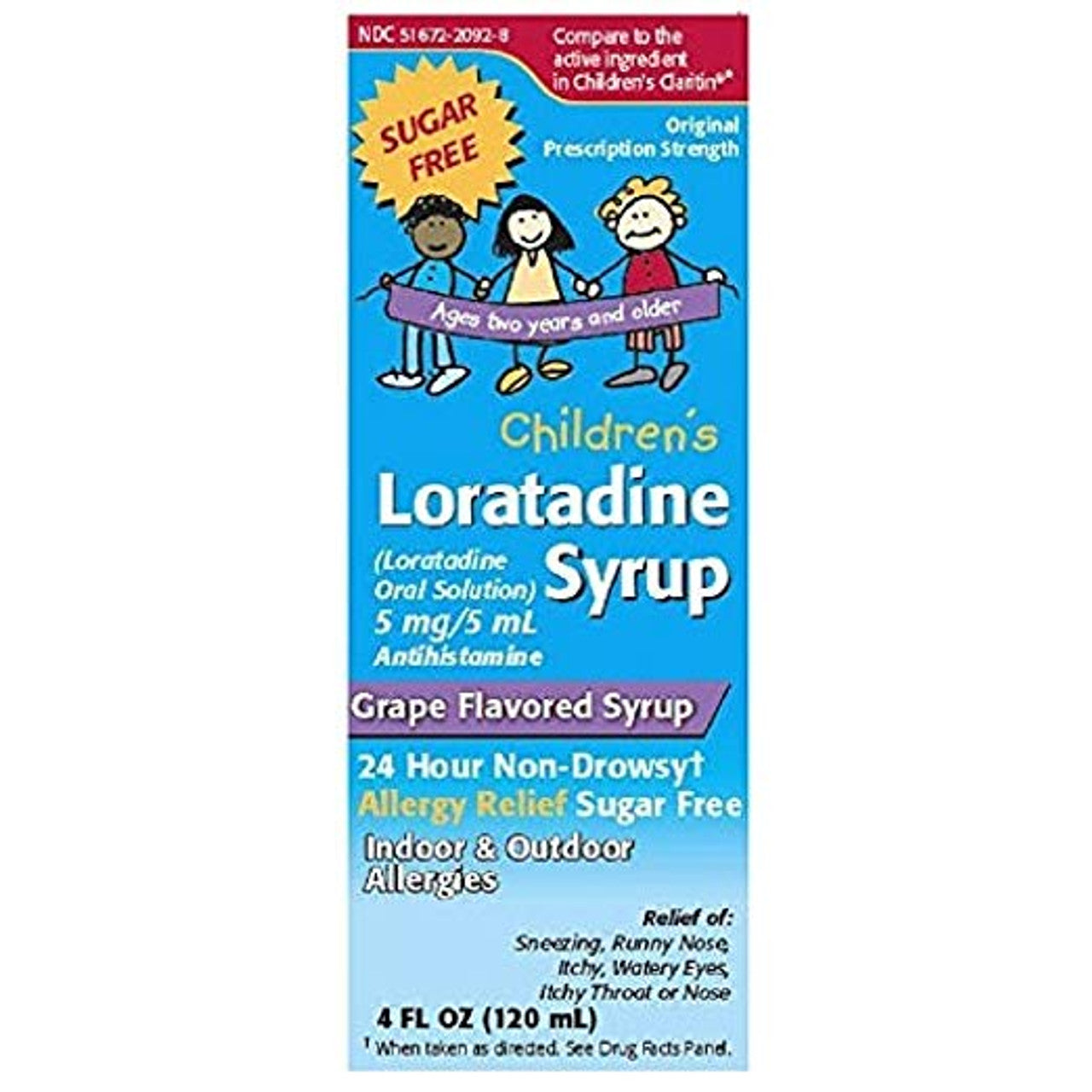 Taro Children's Loratadine Oral Solution 5 mg/5 mL fruit-flavored syrup bottle, medication for allergy relief, by Pasteur Pharmacy
