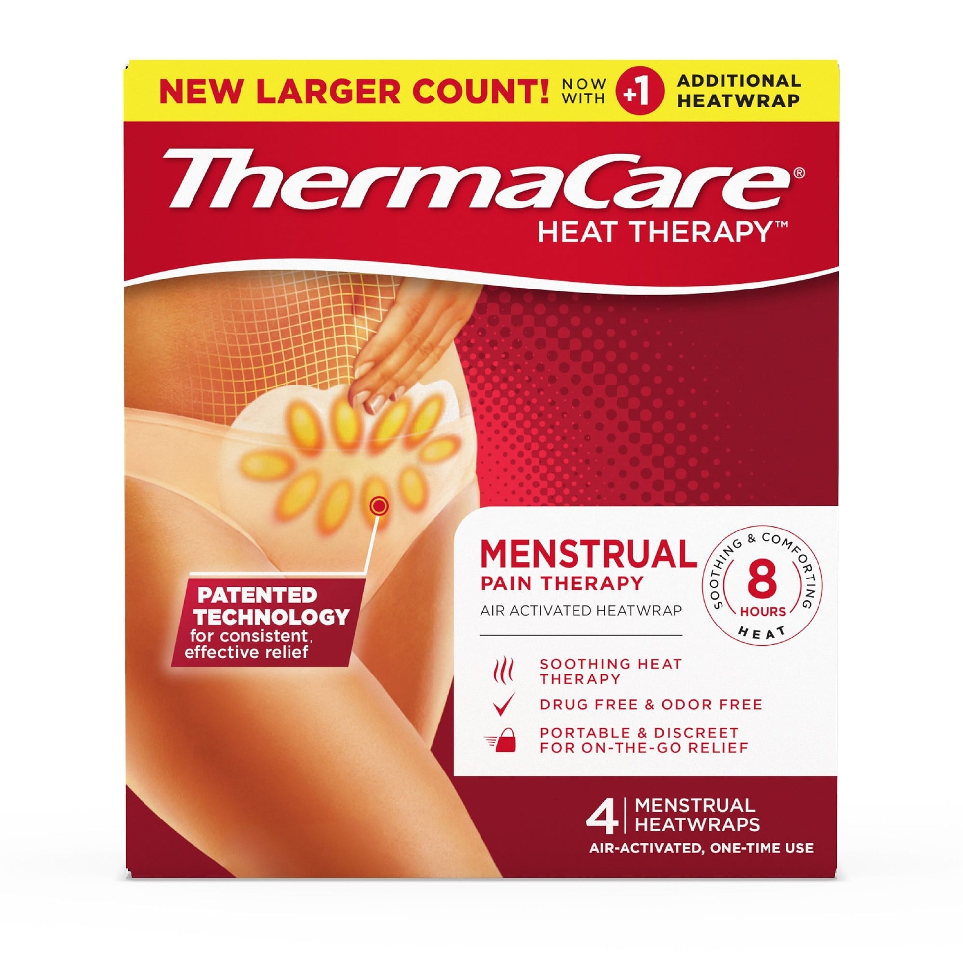 ThermaCare menstrual heatwrap from Pasteur Pharmacy providing targeted pain relief for menstrual discomfort.