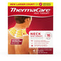 ThermaCare neck, wrist, and shoulder pain relief heatwraps by Pasteur Pharmacy, shown wrapped around a person's neck and shoulders.
