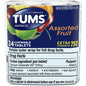Tums Extra Strength Heartburn Relief Chewable Antacid Tablets in fruit flavor, 8-count, by Pasteur Pharmacy, showing orange tablets.
