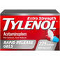 Tylenol 500 mg Extra Strength Rapid Release Gelcaps by Pasteur Pharmacy, showing the bottle of acetaminophen gelcaps.