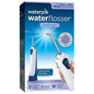 Cordless Waterpik water flosser for dental cleaning, with a white handle and water reservoir, designed for oral health.