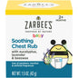 Zarbee's Soothing Baby Chest Rub 1.5 oz in a white jar with a blue label, designed for infants' chest soothing and comfort.