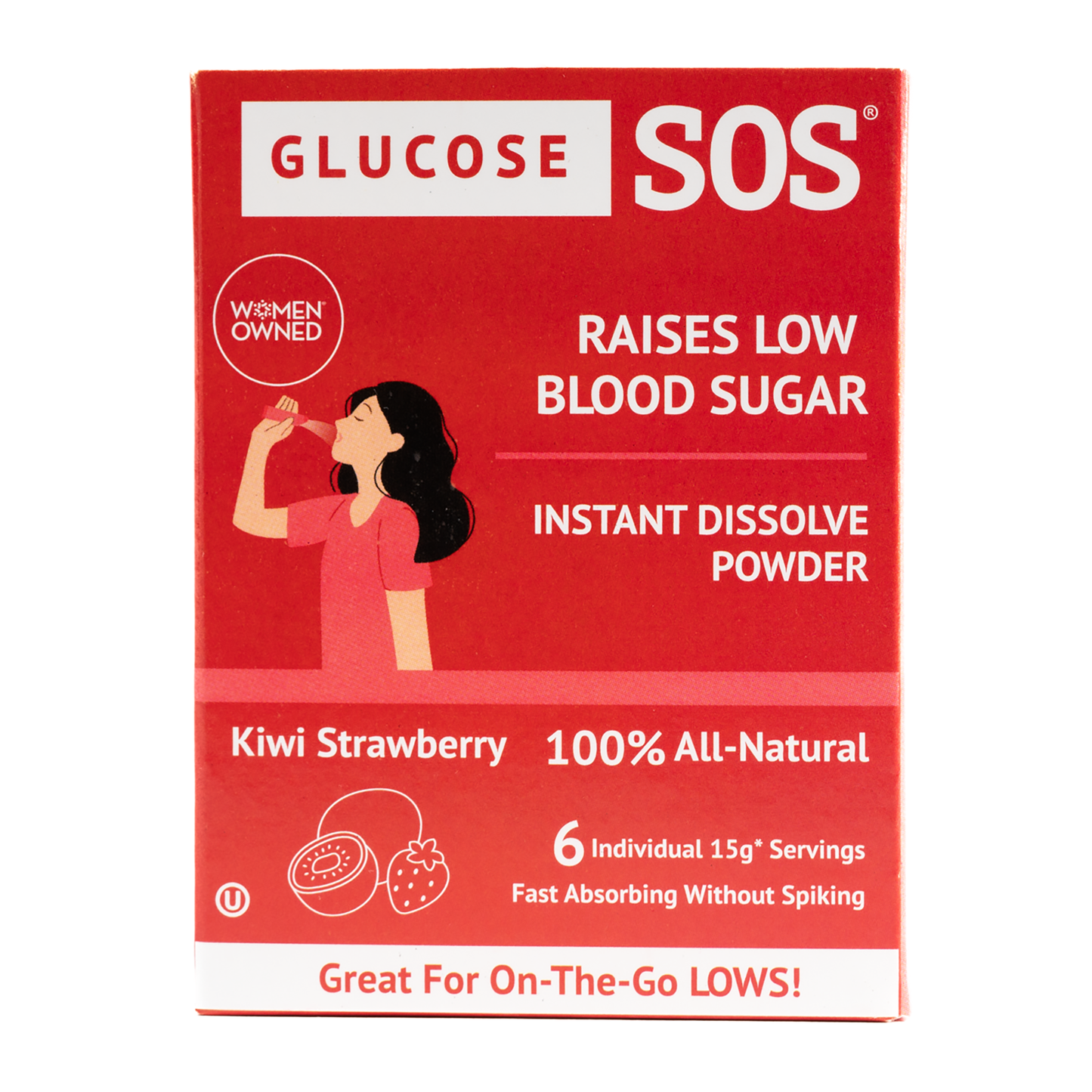 Advocate Glucose SOS in Kiwi Strawberry flavor, a health care product by Pasteur Pharmacy, featuring the colorful drink packet.