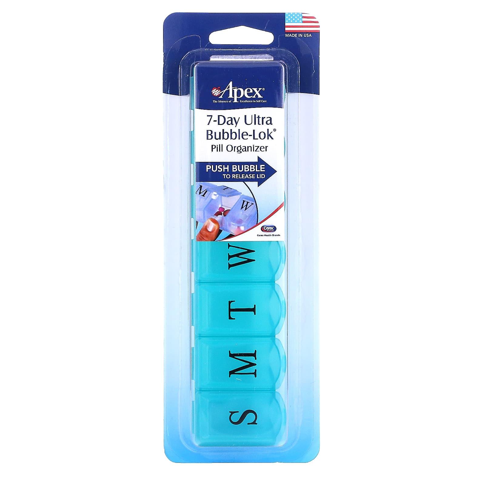 7-day Apex Pill Organizer by Pasteur Pharmacy with Ultra Bubble Lock for secure, organized medication storage.