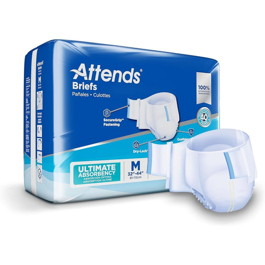 Attends Adult Disposable SmartCool Briefs in Medium size, 32-44 inches, designed for health care comfort and discreet protection