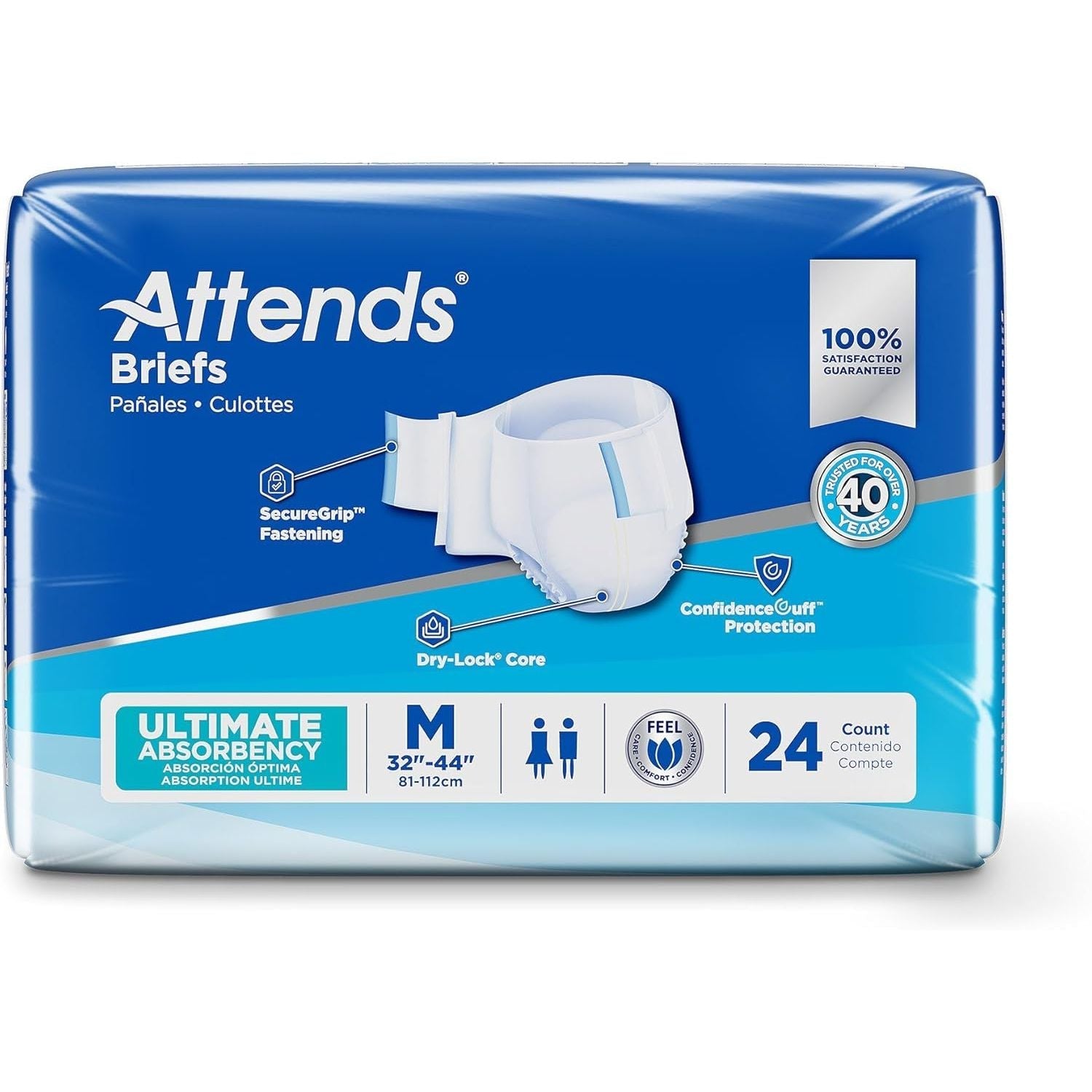Attends Adult Disposable SmartCool Briefs in Medium, 32-44 inch waist, health care product with breathable design for comfort