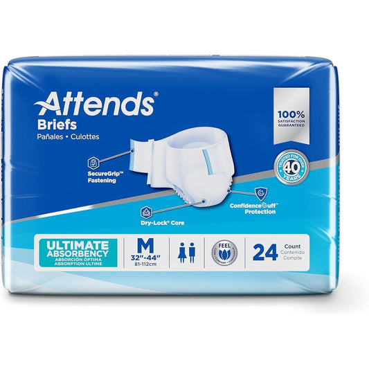 Attends Adult Disposable SmartCool Briefs in Medium, 32-44 inch waist, health care product with breathable design for comfort