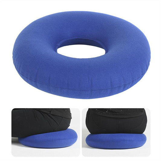 Blue inflatable rubber ring cushion, donut-shaped health care support cushion from Pasteur Pharmacy, designed for comfort and relief.