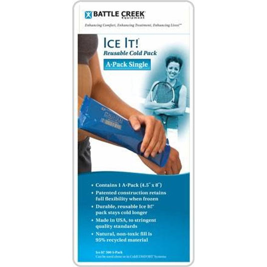 Reusable Ice It cold pack by Pasteur Pharmacy, 4-1/4 x 8-1/2 inches, used for pain relief and swelling reduction in health care.