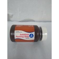 Sterile Dynarex Iodoform Packing Strip, 1 inch by 5 yards, used for wound care, with packaging showing product details.