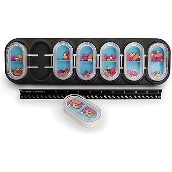 Equadose waterproof aluminum pill organizer by Pasteur Pharmacy, with a single airtight chamber for travel and daily medication storage.