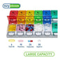 Large Ezy Dose 7-Day AM/PM pill organizer with push button, weekly medication planner, designed for easy daily pill management.