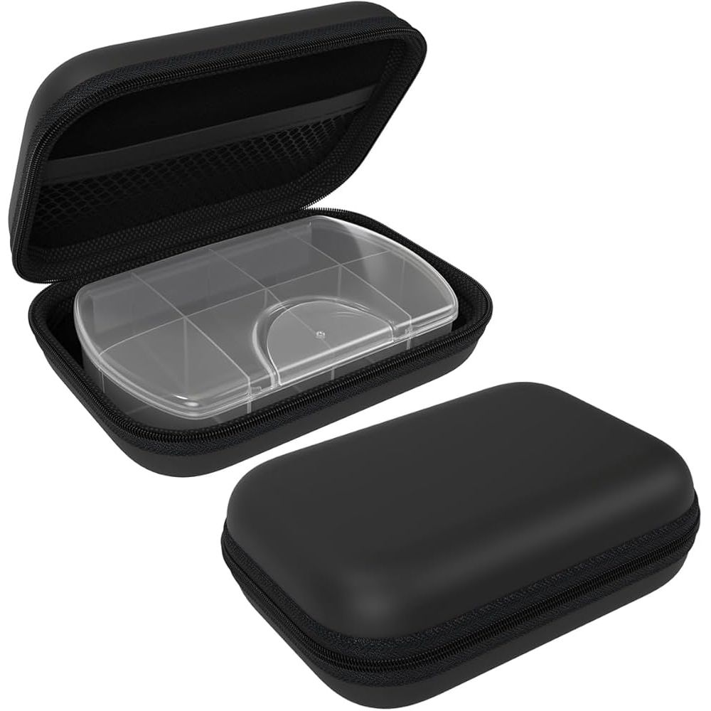 Ezy Dose hard shell travel pill organizer case by Pasteur Pharmacy, compact health care container for pills on the go