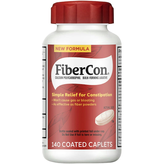 FiberCon Therapy caplets by Pasteur Pharmacy for irregularity relief, showing the box with caplets inside.
