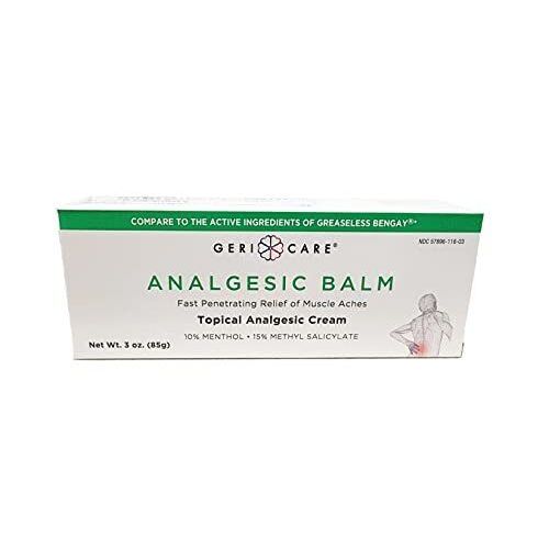 GeriCare Topical Analgesic Cream by Pasteur Pharmacy for fast pain relief of minor backaches, in a tube with a white cap.
