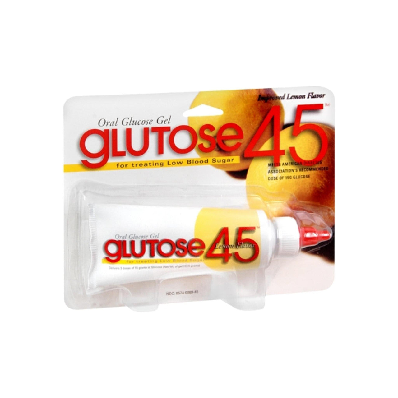 Glutose 45 oral glucose gel in lemon flavor, 112.5g, a rapid response energy supplement from Pasteur Pharmacy for health care.
