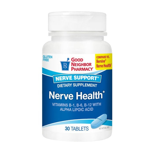 Good Neighbor Pharmacy Nerve Health Tablets by Pasteur Pharmacy, 30 count, health care supplement for nerve support.