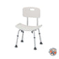 White Nova Bath Seat with back support, designed for safe, comfortable bathing assistance from Pasteur Pharmacy.
