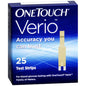 OneTouch Verio blood glucose test strips for diabetes monitoring, shown in packaging with strips visible
