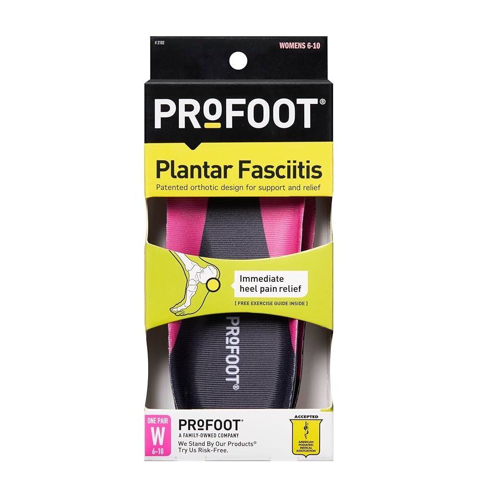 Pasteur Pharmacy ProFoot Plantar Fasciitis orthotic insoles for women, gel shoe inserts with arch support and heel pain relief.