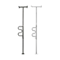 Black Stander Security Pole and Curve Grab Bar for health care, providing support and safety in home or medical settings.