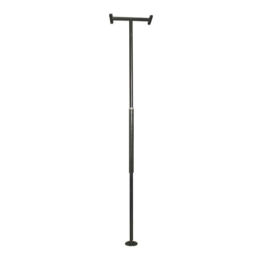 Metallic black Stander Security Pole by Pasteur Pharmacy for healthcare use, designed for stability and support.