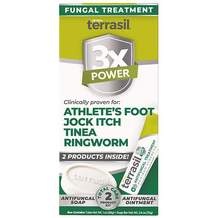 Pasteur Pharmacy Terrasil Fungal Treatment 2-Product Kit showing tubes and packaging for foot and skin fungus care.