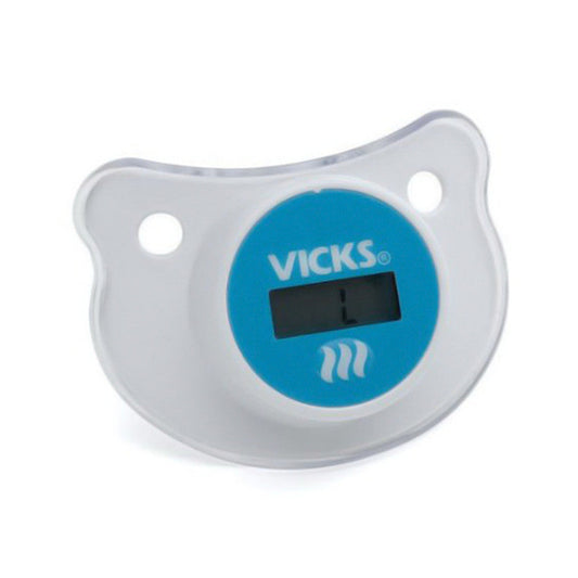 Vicks digital pacifier thermometer from Pasteur Pharmacy showing a baby pacifier with built-in digital temperature display.