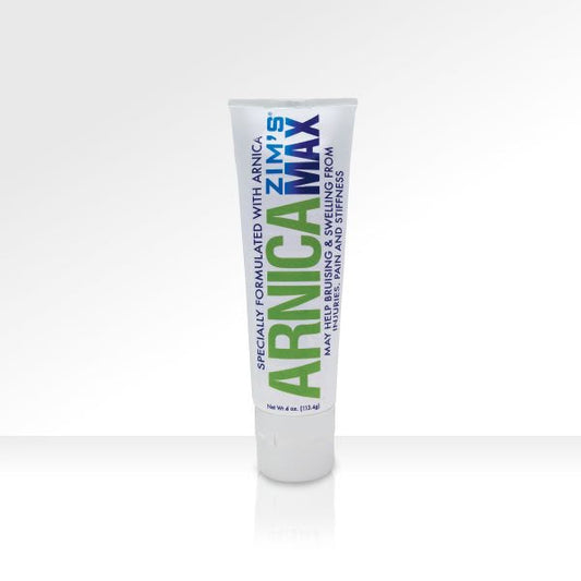 Zims Arnica Max Gel in a tube, a health care product from Pasteur Pharmacy for soothing muscular and joint discomfort.