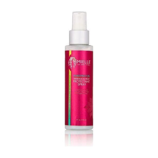 Mielle Mongongo Oil Thermal & Heat Protectant Spray in 4oz bottle, natural spray for heat protection on hair, by Pasteur Pharmacy