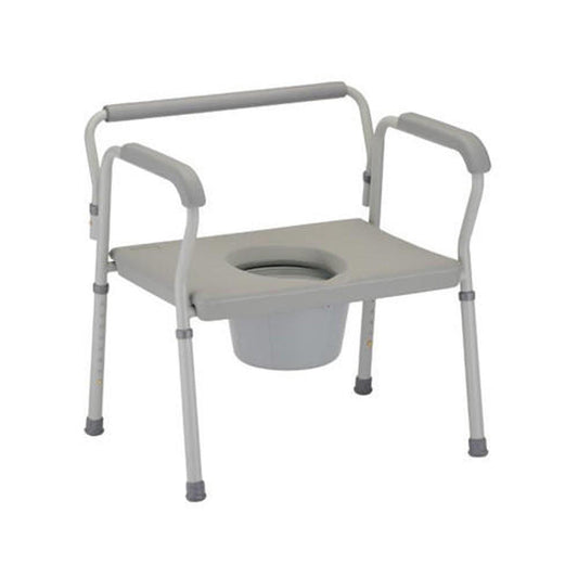 Nova Joy heavy-duty commode with extra-wide seat, durable medical equipment from Pasteur Pharmacy for comfortable support.