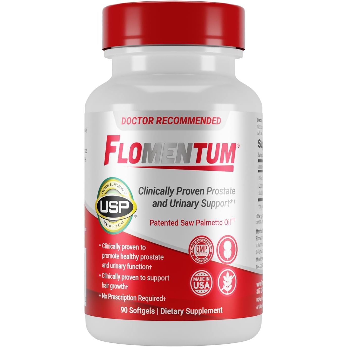 Flomentum Health Prostate Support supplement by Pasteur Pharmacy featuring Saw Palmetto Berry Oil for urinary flow and control, 30 capsules.