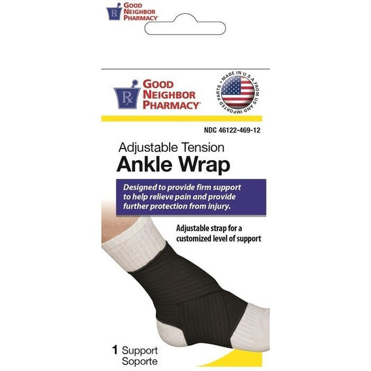 Black large adjustable tension ankle wrap for horses by Good Neighbor Pharmacy, designed for support and comfort.