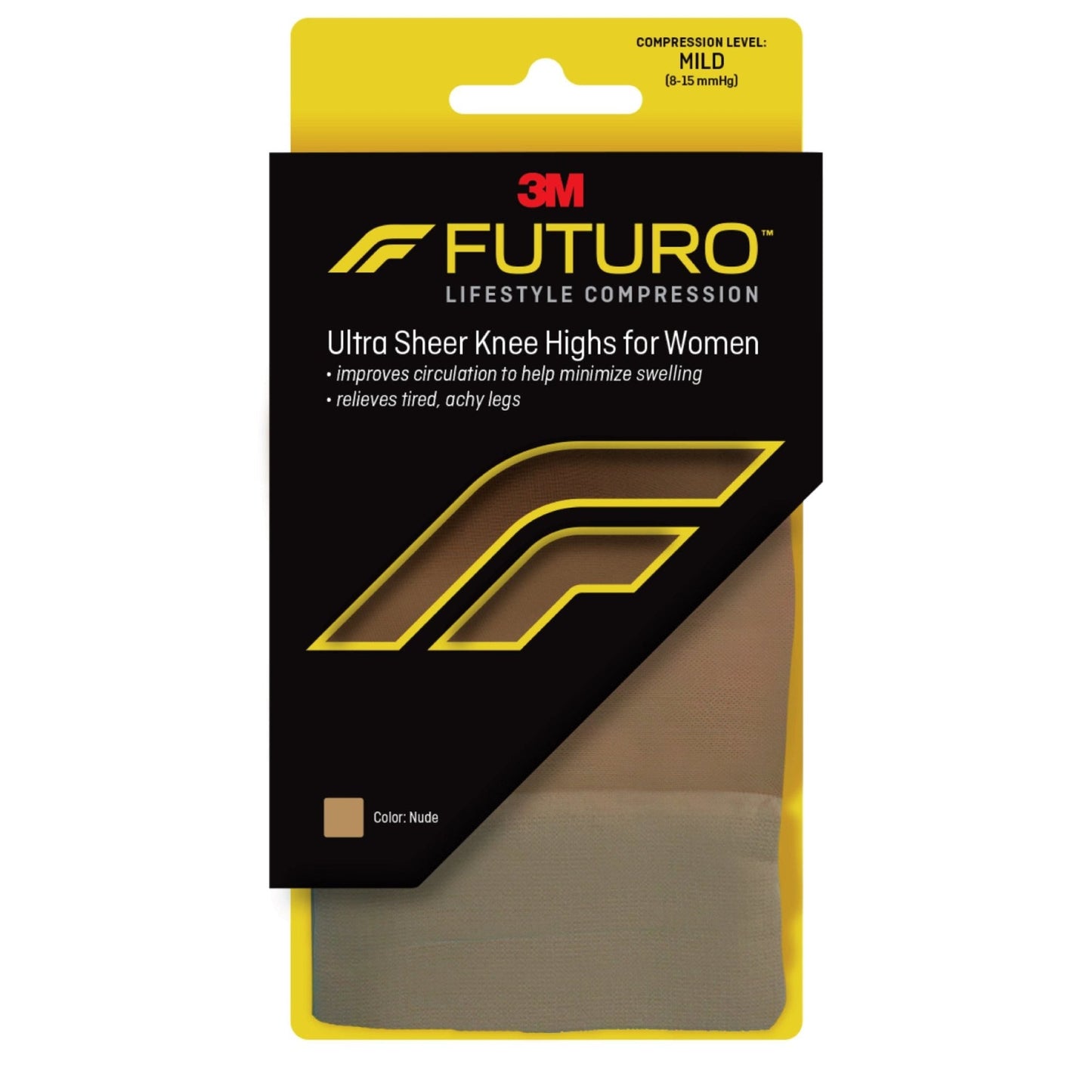 Futuro Energizing Ultra Sheer Knee Highs for Women in Medium Nude, lightweight hosiery with energizing support.