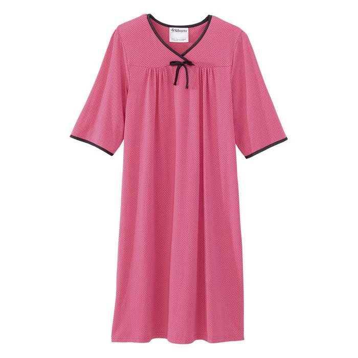 Silverts open back hospital gown for women, adaptive night gown for elderly and post-surgery wear, featuring easy-open design.