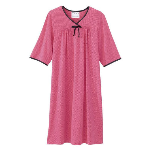 Silverts open back hospital gown for women, adaptive night gown for elderly and post-surgery, featuring easy access and comfort.
