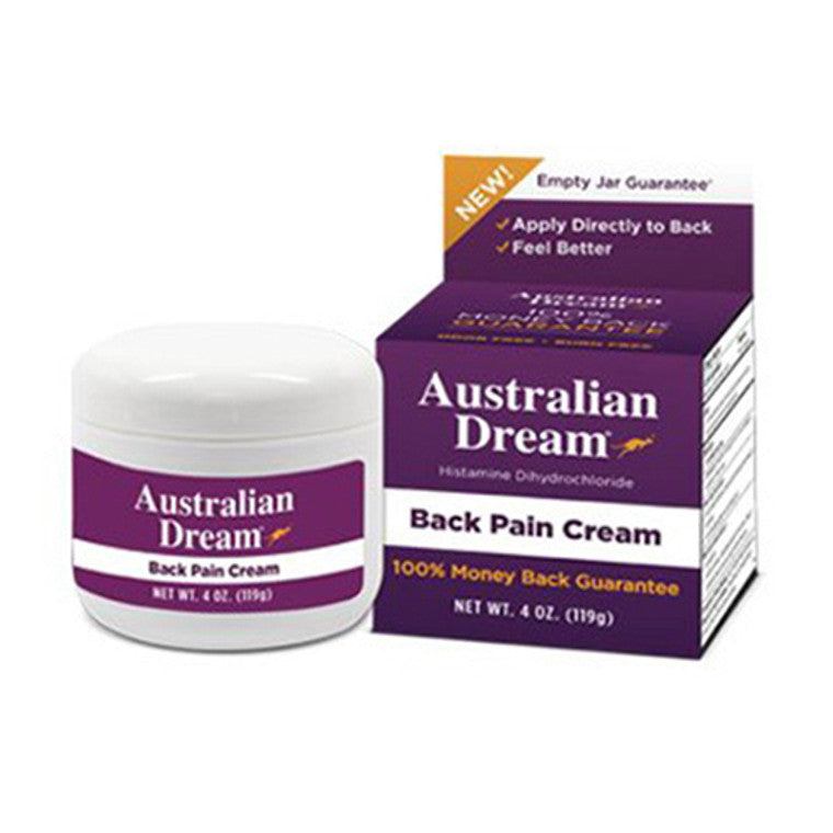 Australian Dream Back Pain Cream 2 Oz from Pasteur Pharmacy, a hot and cold therapy for soothing back pain relief.