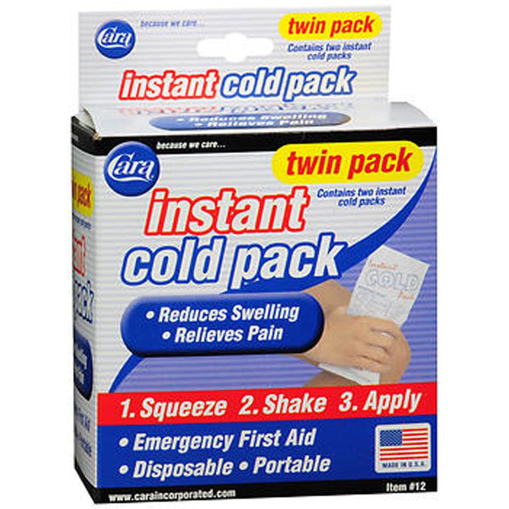 Cara Cold Pack Instant twin pack for hot and cold therapy, reusable gel packs for pain relief and injury treatment.
