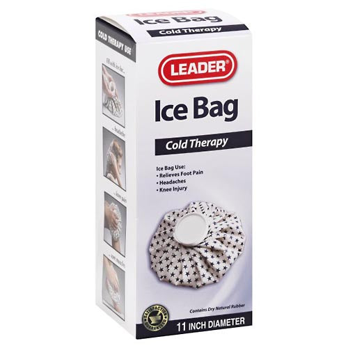 Leader Ice Bag for cold therapy from Pasteur Pharmacy, showing a reusable gel ice pack for injury recovery and pain relief.