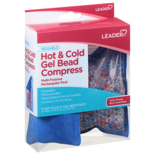 Leader® Multipurpose Gel Bead Compress for hot and cold therapy, reusable gel pack for pain relief and muscle soothing.