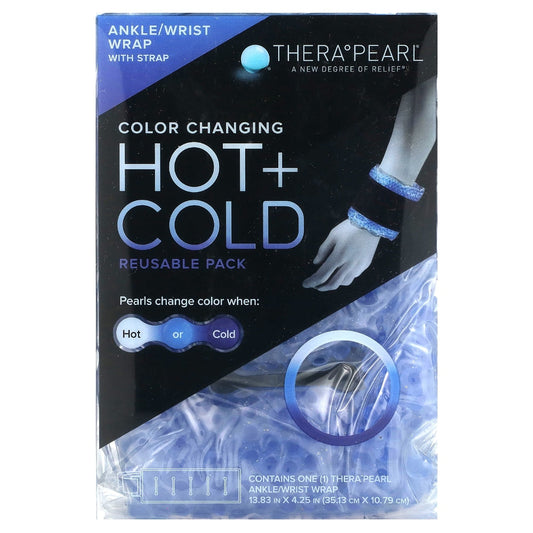 TheraPearl reusable hot and cold therapy ankle and wrist wrap with adjustable strap, designed for pain relief and soothing therapy.