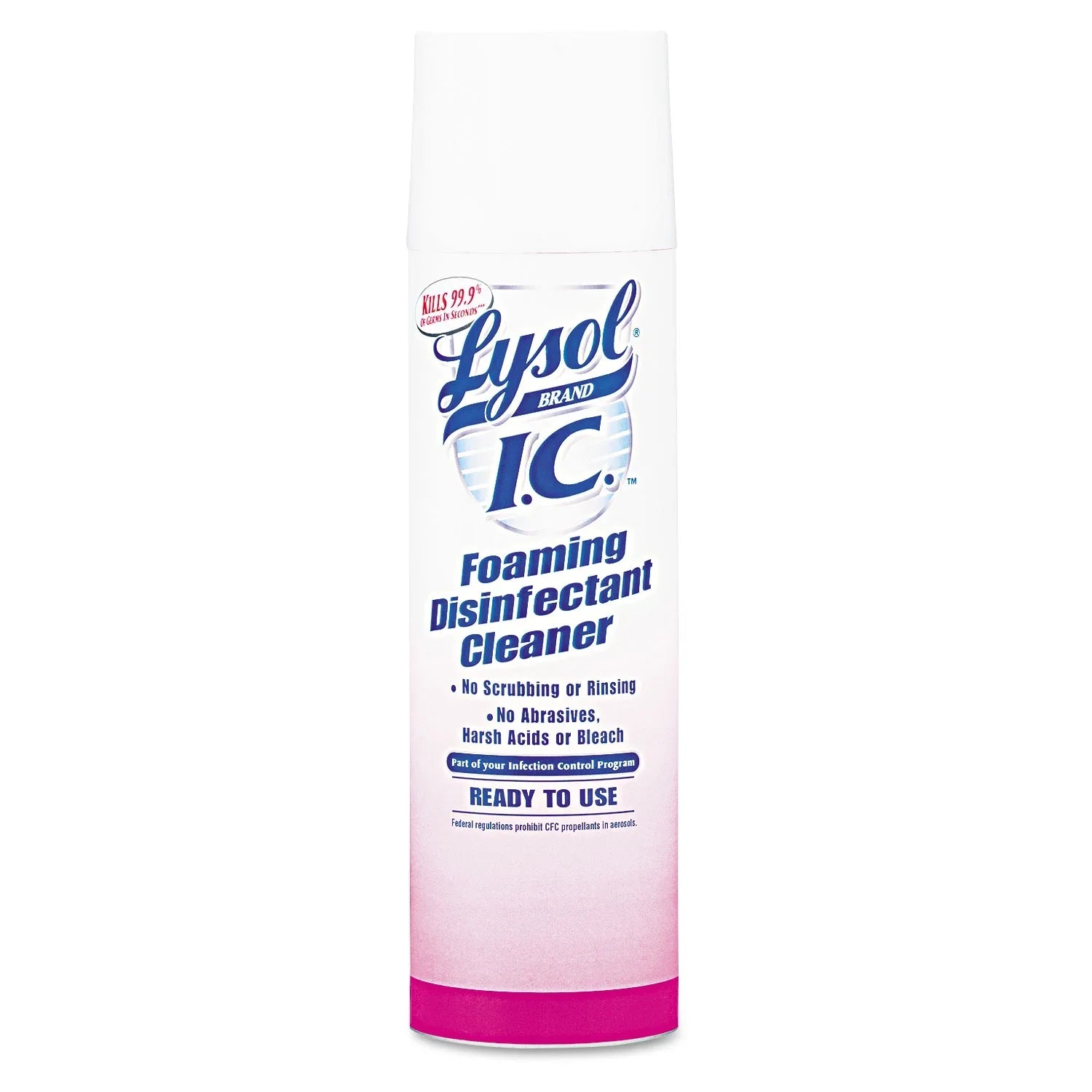 LysoL Foaming Disinfectant Cleaner aerosol cans, 24 oz, in a case of 12, used for household surface disinfection.