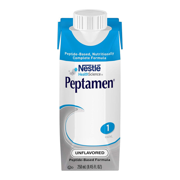 Unflavored Peptamen Ready To Use Liquid in 24 250ml bottles, Pasteur Pharmacy household supply, clear bottles with labels