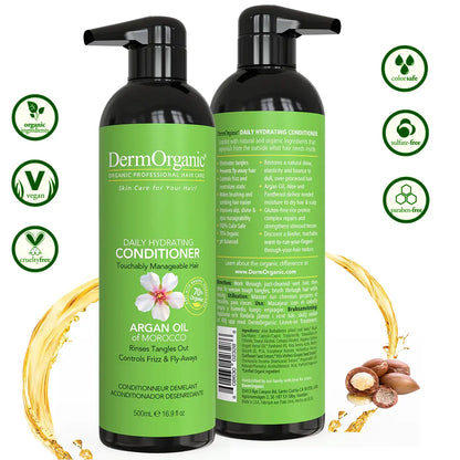 Dermorganic Daily Hydrating Conditioner in 16.9 oz bottle, moisturizing hair conditioner with natural ingredients, by Pasteur Pharmacy
